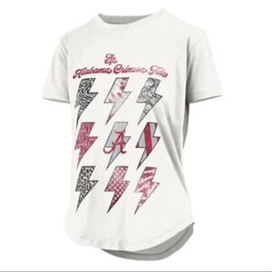 NWT NCAA‎ Alabama Crimson Tide Cotton Flash Lightning T-Shirt Size XL White